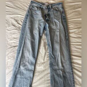 Zara high rise straight jeans, light blue, size 27/4